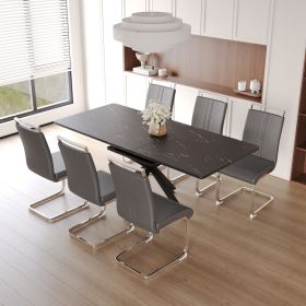 Extendable Dining Table Table Set for 6-8 Person for Dining Room