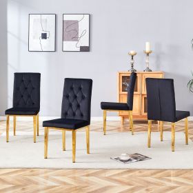 4 piece dining chairs.The gold metal legs complement the black velvet