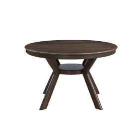 47.24''Round Rubber Wood Dining Table for 4-6 with Wooden Trestle Pedestal Base,Modern Kitchen Wooden Table Dinner Table for Dining Room, Living