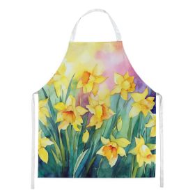 Daffodils in Watercolor Apron Cooking Kitchen Server Baking Crafts Gardening for Adult Women Men, Unisex, Large, Multicolor