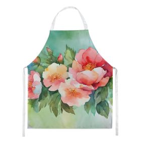 Georgia Cherokee Rose in Watercolor Apron Cooking Kitchen Server Baking Crafts Gardening for Adult Women Men, Unisex, Large, Multicolor