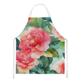 Alabama Camellia in Watercolor Apron Cooking Kitchen Server Baking Crafts Gardening for Adult Women Men, Unisex, Large, Multicolor