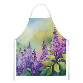 Idaho Syringa in Watercolor Apron Cooking Kitchen Server Baking Crafts Gardening for Adult Women Men, Unisex, Large, Multicolor