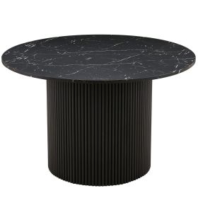 Imitation Black Marble Grain MDF Tabletop, 47 Inch Round Dining Table for 4, Modern Kitchen Table