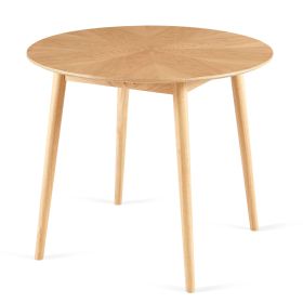 Mid-Century Modern MDF Round Nature Wood Veneer Round Dining Table Round Kitchen Table for Dining Room Living Room