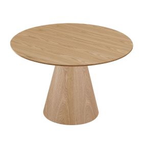 45.27'' Wooden Dining Table Round Dining Table, Hardwood Solids Construction, a Oak Top Suitable for Kitchen, Living Room, Cafe ASH