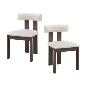 Wooden Dining Chairs Set of 2, Modern Boucle Upholstered Kitchen Side Chairs (Color: as Pic)